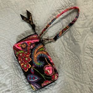 Vera Bradley Paisley Print Wristlet in Pink and Black